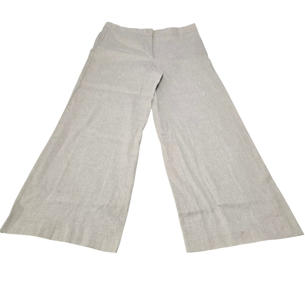 Ann Taylor The Palazzo‎ Wide Leg Linen Blend Pants Beige Tan Womens 16 NWT